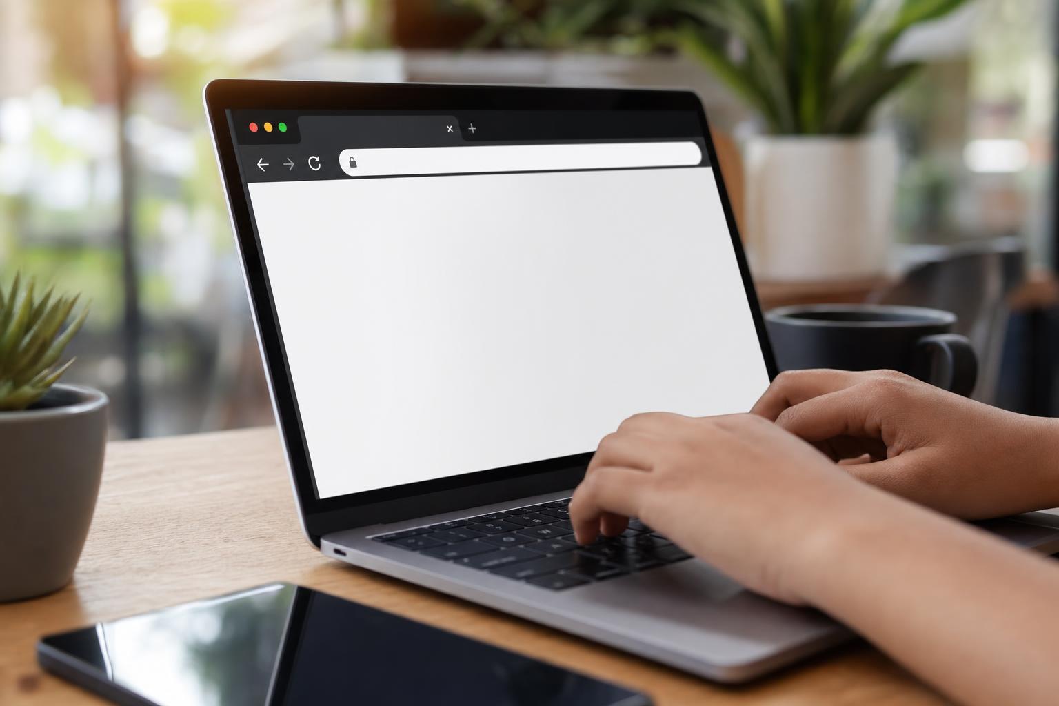 Wybór domeny dla firmy na ekranie laptopa w biurze